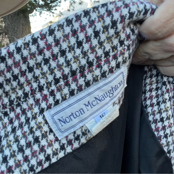 Vintage Made in USA Wool Blend Riding Style Classic Herringbone Plaid Blazer - Picture 8 of 11